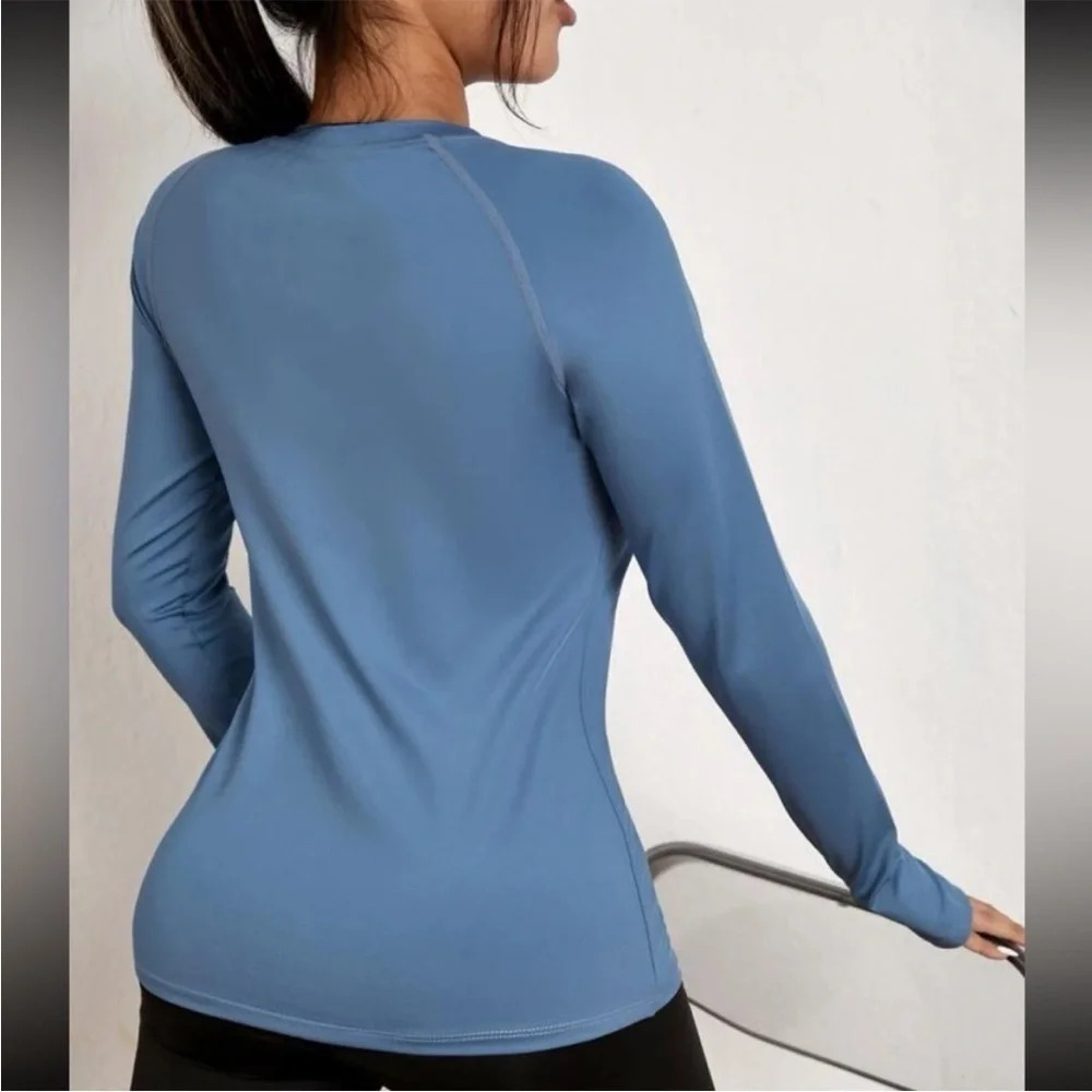 SHEIN blue long sleeve workout top women’s size medium - Picture 4 of 7
